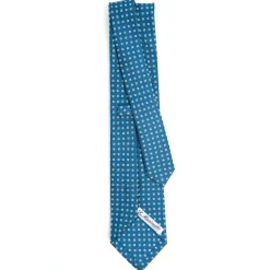 E.Marinella CRAVATTA SARTORIALE CLASSICA IN SETA BLU MEDIO Microfantasia fiore Best
