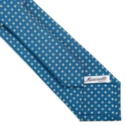 E.Marinella CRAVATTA SARTORIALE CLASSICA IN SETA BLU MEDIO Microfantasia fiore Best