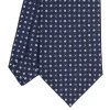 E.Marinella CRAVATTA SARTORIALE CLASSICA IN SETA BLU SCURO Microfantasia fiore Discount