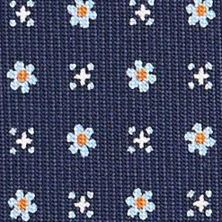 E.Marinella CRAVATTA SARTORIALE CLASSICA IN SETA BLU SCURO Microfantasia fiore Discount