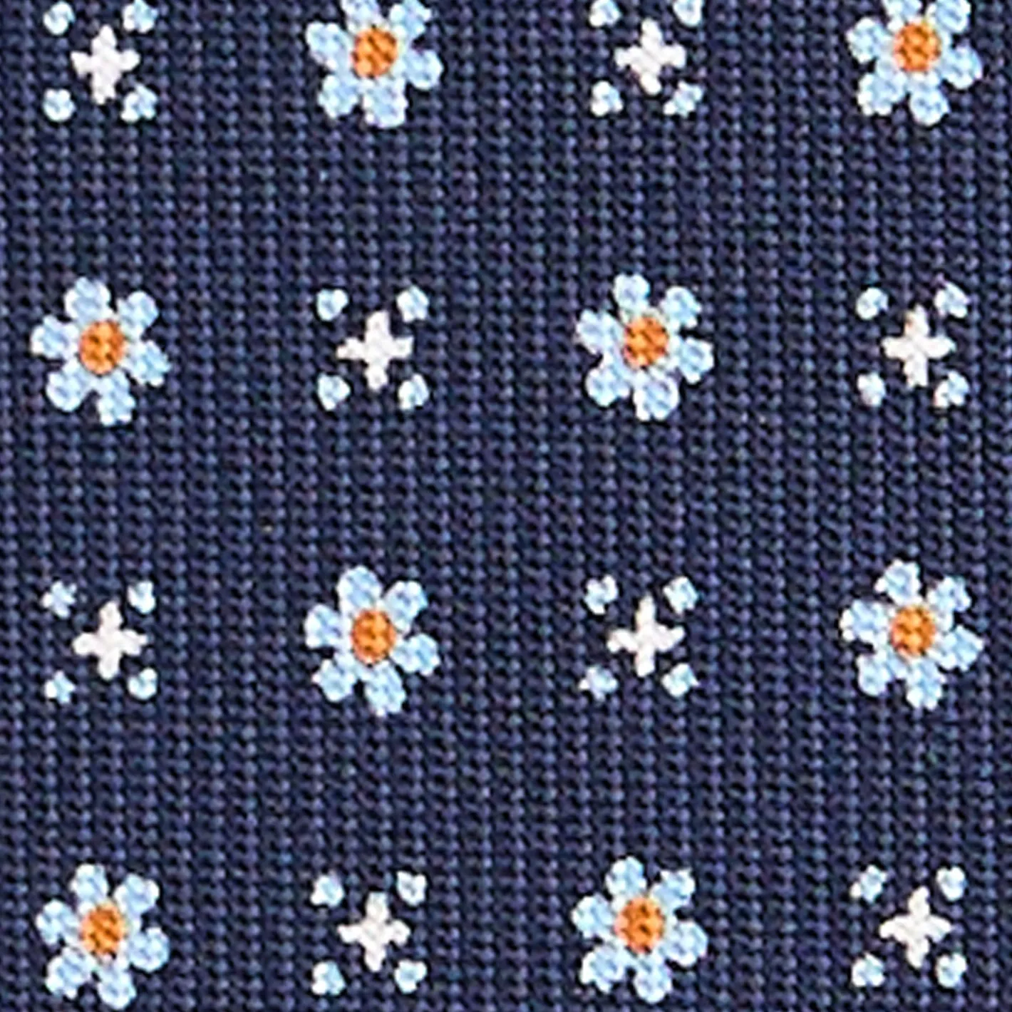 E.Marinella CRAVATTA SARTORIALE CLASSICA IN SETA BLU SCURO Microfantasia fiore Discount