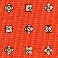 E.Marinella CRAVATTA SARTORIALE CLASSICA IN SETA ARANCIONE Microfantasia fiore Outlet