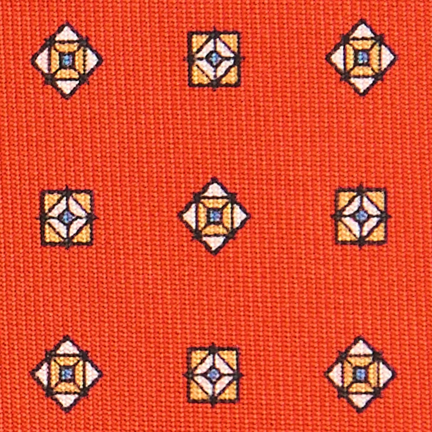 E.Marinella CRAVATTA SARTORIALE CLASSICA IN SETA ARANCIONE Microfantasia fiore Outlet