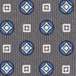 E.Marinella CRAVATTA SARTORIALE CLASSICA IN SETA GRIGIO SCURO Microfantasia fiore