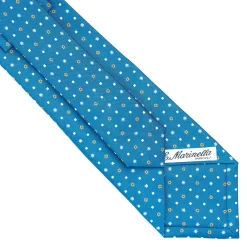 E.Marinella CRAVATTA SARTORIALE CLASSICA IN SETA BLU MEDIO Microfantasia fiore Hot