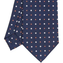 E.Marinella CRAVATTA SARTORIALE CLASSICA IN SETA BLU SCURO Microfantasia fiore Online
