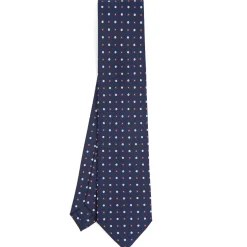 E.Marinella CRAVATTA SARTORIALE CLASSICA IN SETA BLU SCURO Microfantasia fiore Online