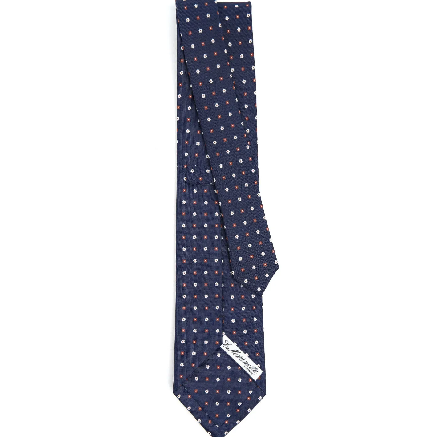 E.Marinella CRAVATTA SARTORIALE CLASSICA IN SETA BLU SCURO Microfantasia fiore Online