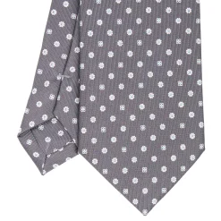 E.Marinella CRAVATTA SARTORIALE CLASSICA IN SETA GRIGIO SCURO Microfantasia fiore Discount