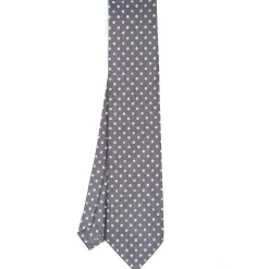 E.Marinella CRAVATTA SARTORIALE CLASSICA IN SETA GRIGIO SCURO Microfantasia fiore Discount