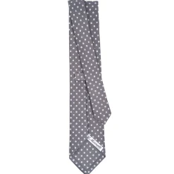 E.Marinella CRAVATTA SARTORIALE CLASSICA IN SETA GRIGIO SCURO Microfantasia fiore Discount