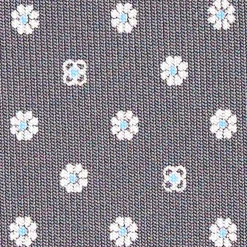 E.Marinella CRAVATTA SARTORIALE CLASSICA IN SETA GRIGIO SCURO Microfantasia fiore Discount
