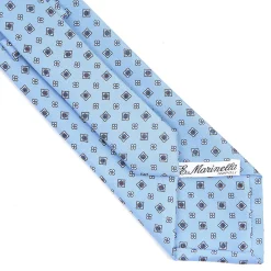 E.Marinella CRAVATTA SARTORIALE CLASSICA IN SETA AZZURRA Microfantasia fiore Best