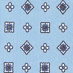E.Marinella CRAVATTA SARTORIALE CLASSICA IN SETA AZZURRA Microfantasia fiore Best