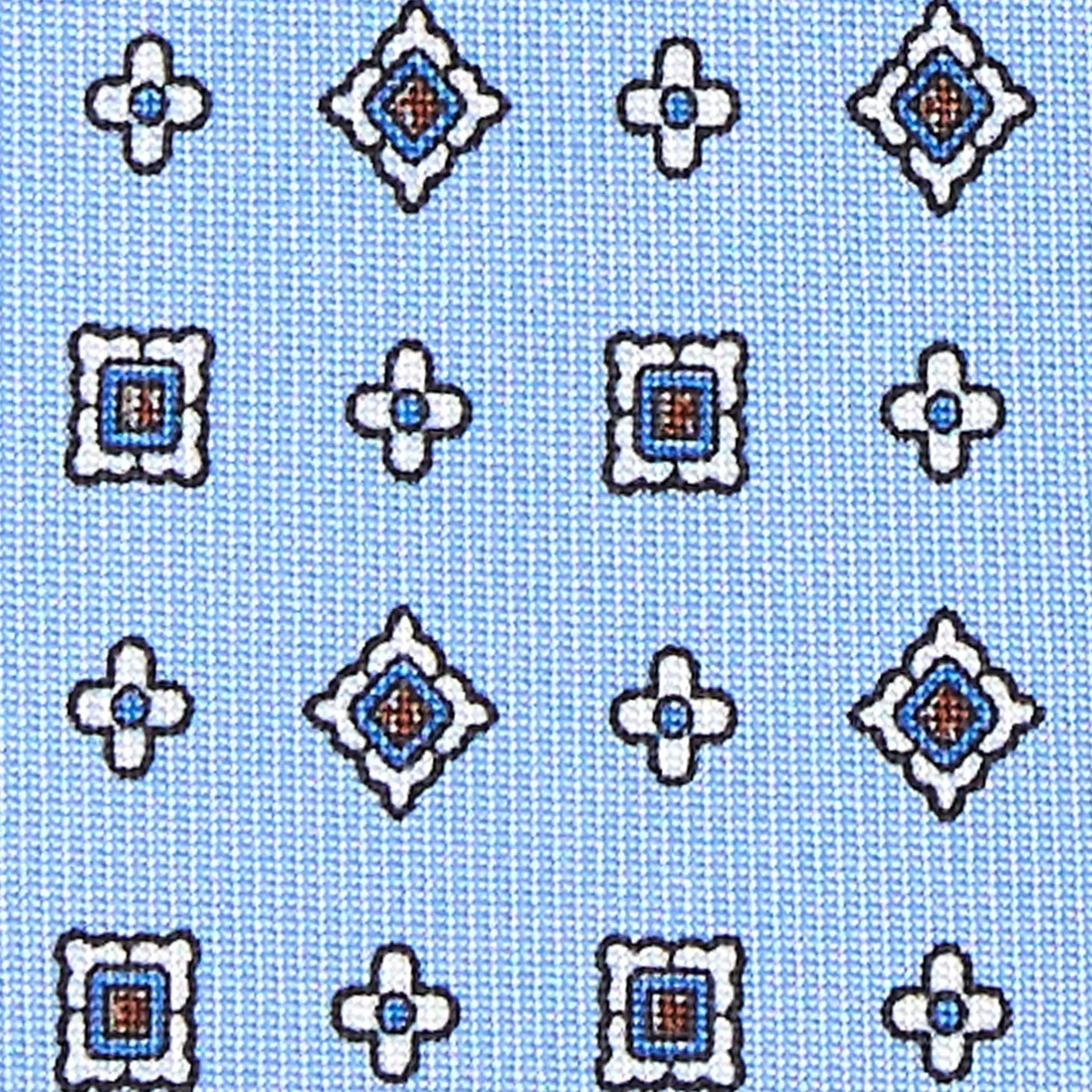E.Marinella CRAVATTA SARTORIALE CLASSICA IN SETA AZZURRA Microfantasia fiore Best