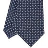 E.Marinella CRAVATTA SARTORIALE CLASSICA IN SETA BLU SCURO Microfantasia fiore Hot