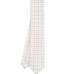E.Marinella CRAVATTA SARTORIALE CLASSICA IN SETA BIANCA Microfantasia fiore Online