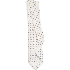 E.Marinella CRAVATTA SARTORIALE CLASSICA IN SETA BIANCA Microfantasia fiore Online