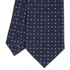 E.Marinella CRAVATTA SARTORIALE CLASSICA IN SETA BLU SCURO Microfantasia fiore Discount