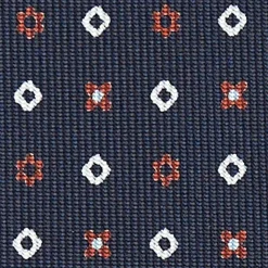 E.Marinella CRAVATTA SARTORIALE CLASSICA IN SETA BLU SCURO Microfantasia fiore Best