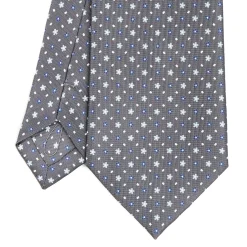 E.Marinella CRAVATTA SARTORIALE CLASSICA IN SETA GRIGIO SCURO Microfantasia fiore Sale