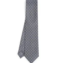 E.Marinella CRAVATTA SARTORIALE CLASSICA IN SETA GRIGIO SCURO Microfantasia fiore Sale