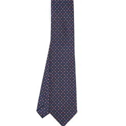 E.Marinella CRAVATTA SARTORIALE CLASSICA IN SETA BLU SCURO Microfantasia fiore Online