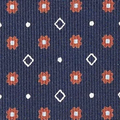 E.Marinella CRAVATTA SARTORIALE CLASSICA IN SETA BLU SCURO Microfantasia fiore Online