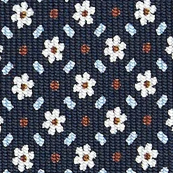 E.Marinella CRAVATTA SARTORIALE CLASSICA IN SETA BLU SCURO Microfantasia fiore