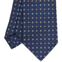 E.Marinella CRAVATTA SARTORIALE CLASSICA IN SETA BLU Microfantasia fiore Sale