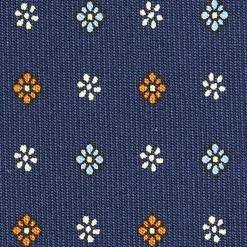 E.Marinella CRAVATTA SARTORIALE CLASSICA IN SETA BLU Microfantasia fiore Sale