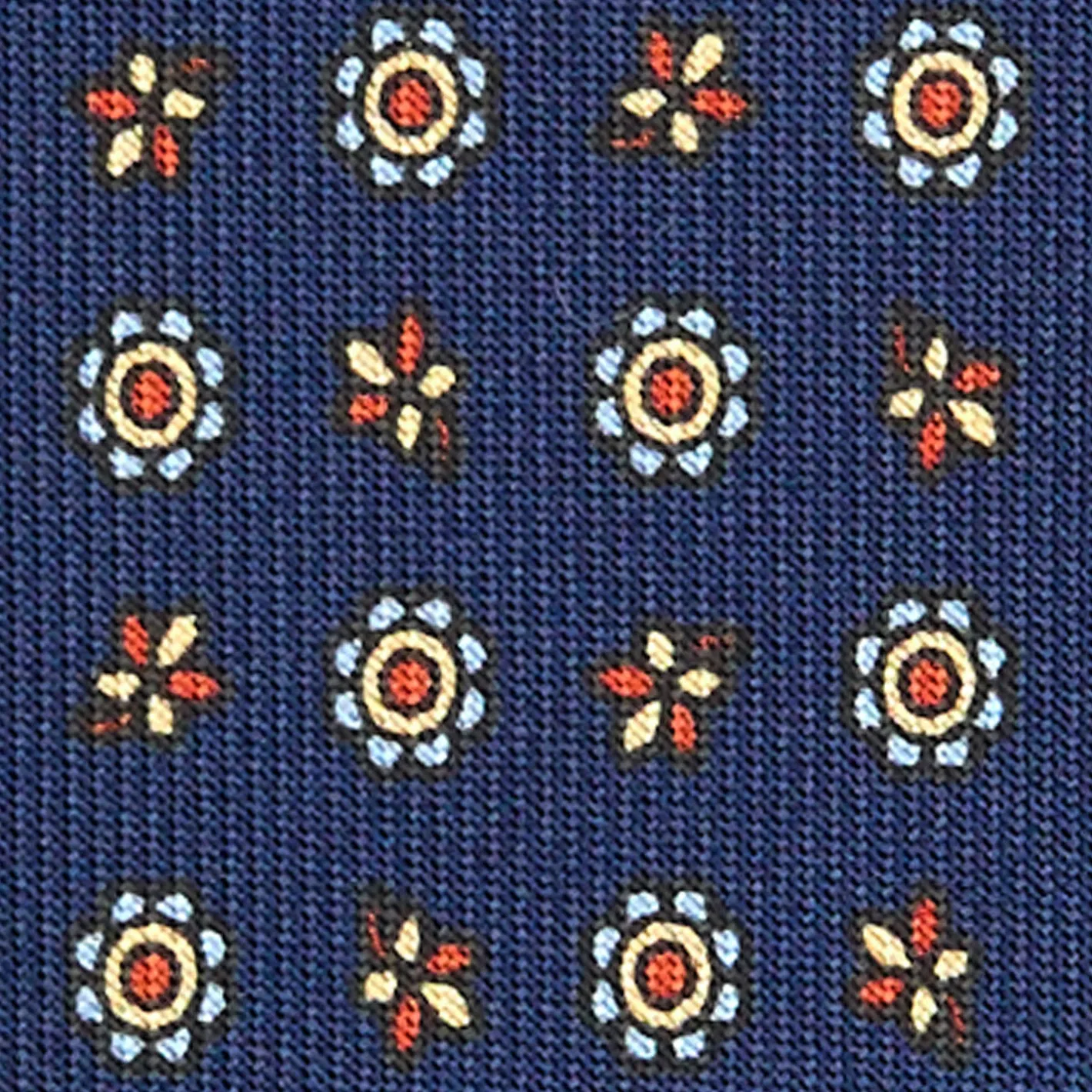 E.Marinella CRAVATTA SARTORIALE CLASSICA IN SETA BLU Microfantasia fiore