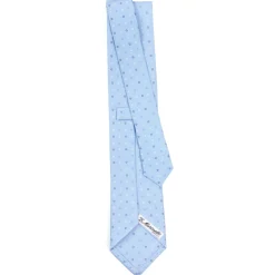 E.Marinella CRAVATTA SARTORIALE CLASSICA IN SETA AZZURRA Microfantasia fiore Best