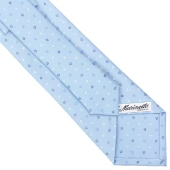 E.Marinella CRAVATTA SARTORIALE CLASSICA IN SETA AZZURRA Microfantasia fiore Best