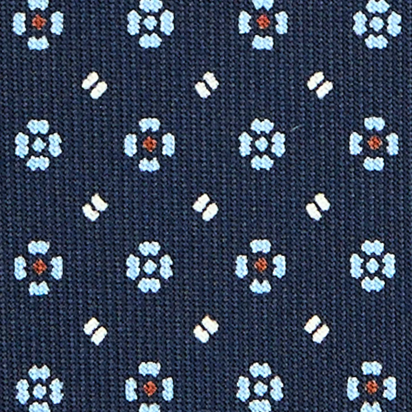 E.Marinella CRAVATTA SARTORIALE CLASSICA IN SETA BLU SCURO Microfantasia fiore New