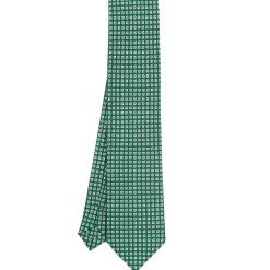 E.Marinella CRAVATTA SARTORIALE CLASSICA IN SETA VERDE SCURO Microfantasia fiore Sale