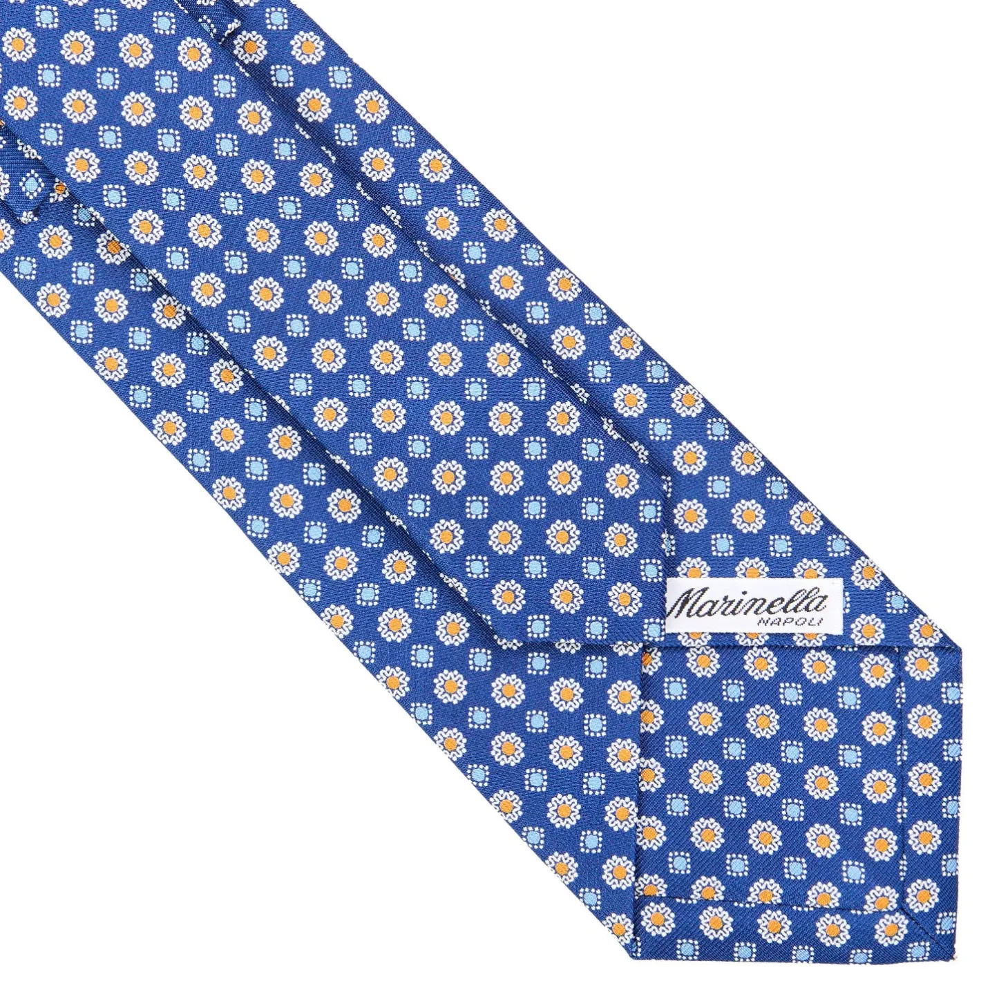 E.Marinella CRAVATTA SARTORIALE CLASSICA IN SETA BLU Microfantasia fiore Clearance