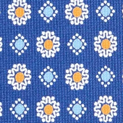 E.Marinella CRAVATTA SARTORIALE CLASSICA IN SETA BLU Microfantasia fiore Clearance