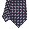 E.Marinella CRAVATTA SARTORIALE CLASSICA IN SETA BLU SCURO Microfantasia fiore Clearance