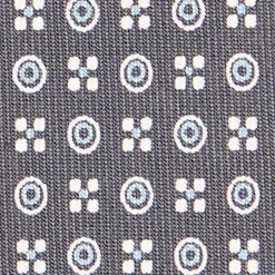 E.Marinella CRAVATTA SARTORIALE CLASSICA IN SETA GRIGIO SCURO Microfantasia fiore Outlet