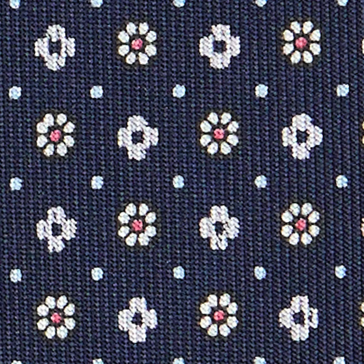 E.Marinella CRAVATTA SARTORIALE CLASSICA IN SETA BLU SCURO Microfantasia fiore New