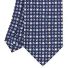 E.Marinella CRAVATTA SARTORIALE CLASSICA IN SETA BLU SCURO Microfantasia fiore