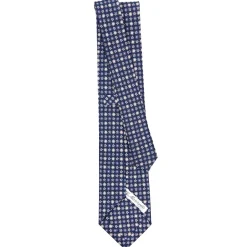 E.Marinella CRAVATTA SARTORIALE CLASSICA IN SETA BLU SCURO Microfantasia fiore