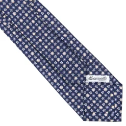 E.Marinella CRAVATTA SARTORIALE CLASSICA IN SETA BLU SCURO Microfantasia fiore