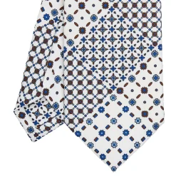 E.Marinella CRAVATTA SARTORIALE CLASSICA IN SETA BIANCA Patchwork Sale