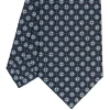 E.Marinella CRAVATTA SARTORIALE CLASSICA IN SETA BLU SCURO Microfantasia fiore Clearance
