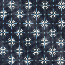 E.Marinella CRAVATTA SARTORIALE CLASSICA IN SETA BLU SCURO Microfantasia fiore Clearance