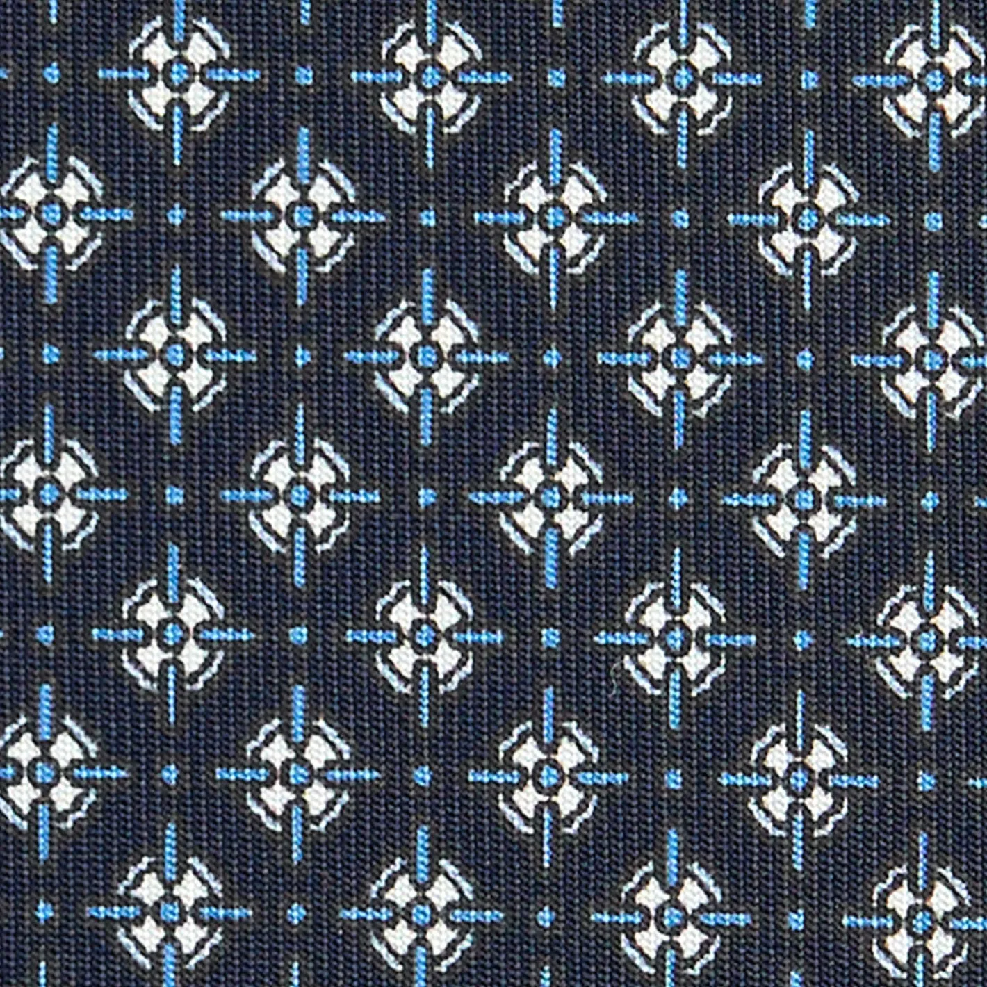E.Marinella CRAVATTA SARTORIALE CLASSICA IN SETA BLU SCURO Microfantasia fiore Clearance