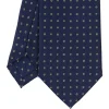 E.Marinella CRAVATTA SARTORIALE CLASSICA IN SETA BLU SCURO Microfantasia fiore Best