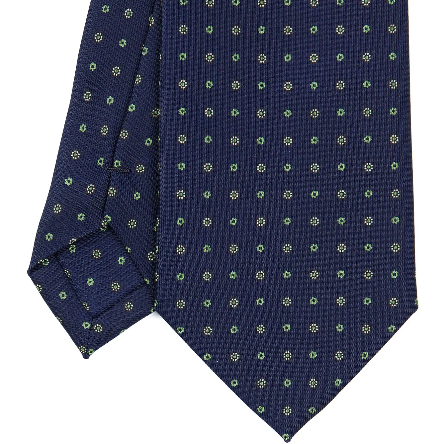 E.Marinella CRAVATTA SARTORIALE CLASSICA IN SETA BLU SCURO Microfantasia fiore Best